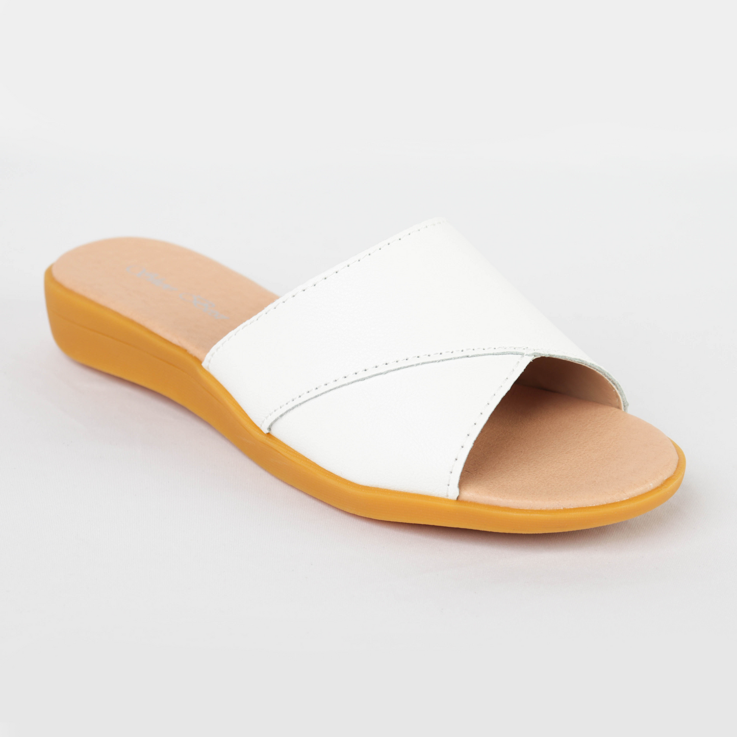 Jasmine 005 White Flat Sandals Slip-on Ladies Fashion Comfortable Casual Wear