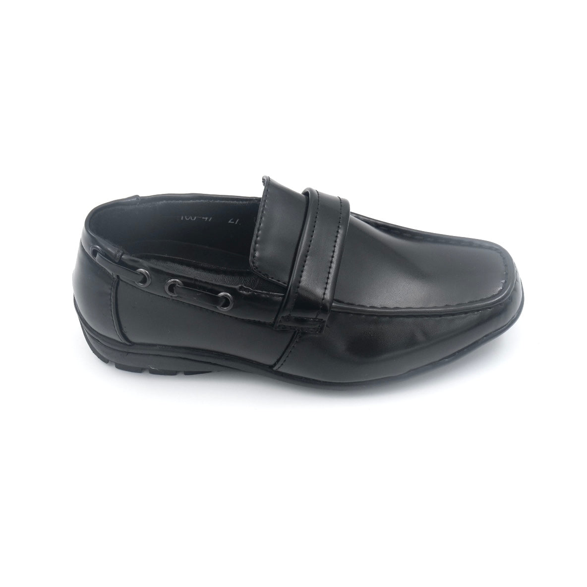Ronald 100-47 Black Leather Shoes for Small Kids