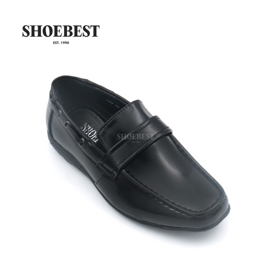 Ronald 100-47 Black Leather Shoes for Small Kids